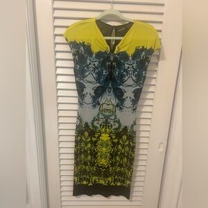 Roberto Cavalli Yellow and Blue Floral Midi Dress